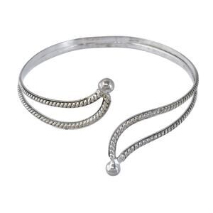 Vintage Mexico Sterling Silver 925 Openwork Rope Motif Collar Necklace 13"